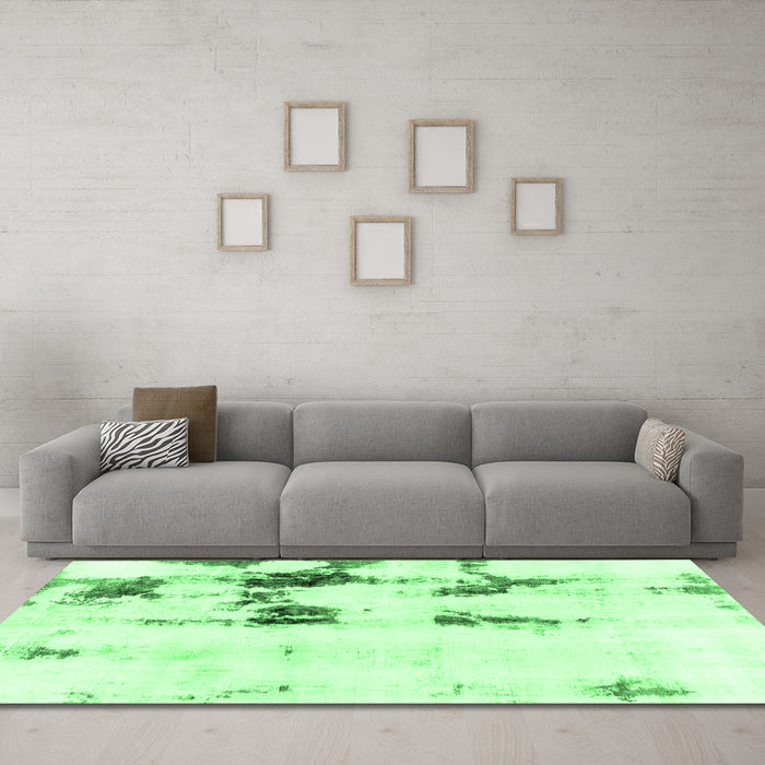 Machine Washable Abstract Emerald Green Modern Area Rugs in a Living Room,, wshabs2082emgrn