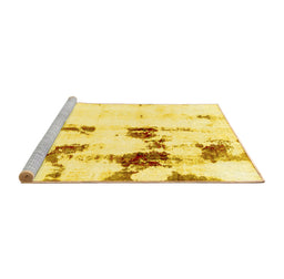 Sideview of Machine Washable Abstract Yellow Modern Rug, wshabs2082yw
