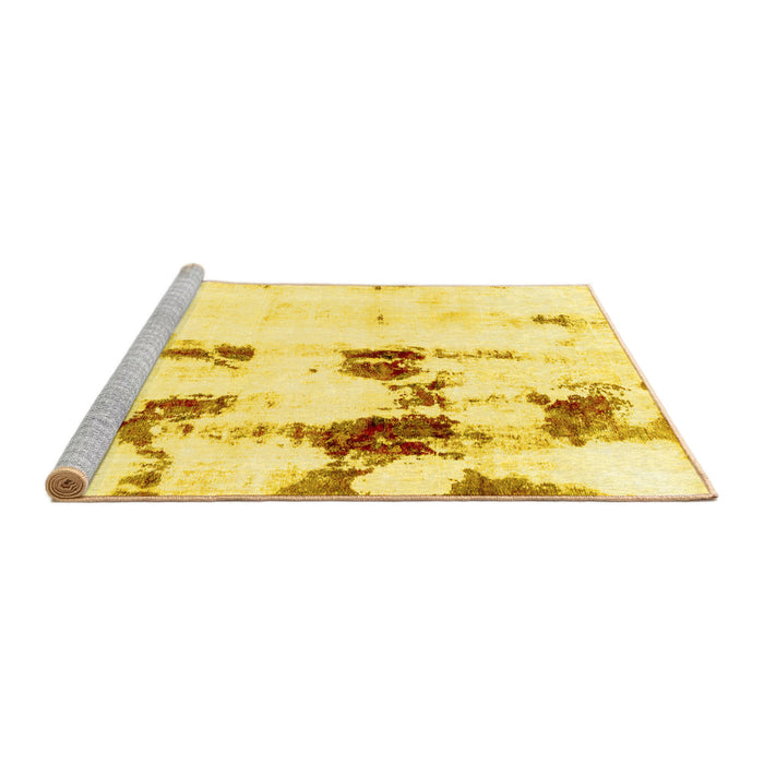 Sideview of Machine Washable Abstract Yellow Modern Rug, wshabs2082yw