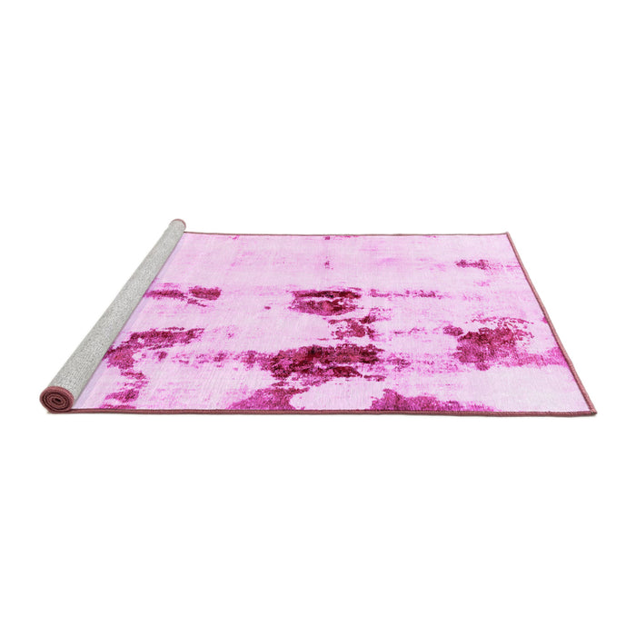 Sideview of Machine Washable Abstract Pink Modern Rug, wshabs2082pnk