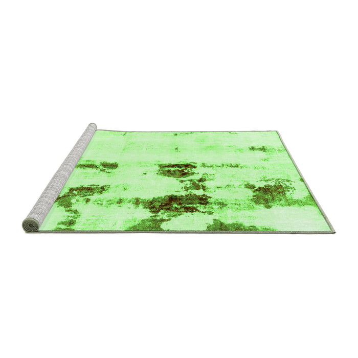 Sideview of Machine Washable Abstract Green Modern Area Rugs, wshabs2082grn
