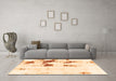 Machine Washable Abstract Orange Modern Area Rugs in a Living Room, wshabs2082org