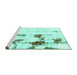 Sideview of Machine Washable Abstract Turquoise Modern Area Rugs, wshabs2082turq