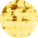 Round Abstract Yellow Modern Rug, abs2082yw