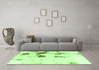 Machine Washable Abstract Green Modern Rug, wshabs2082grn