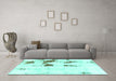 Machine Washable Abstract Turquoise Modern Area Rugs in a Living Room,, wshabs2082turq