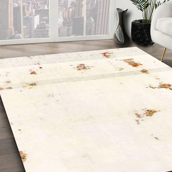 Machine Washable Abstract Gold Rug in a Family Room, wshabs2083
