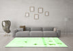 Machine Washable Abstract Green Modern Area Rugs in a Living Room,, wshabs2083grn