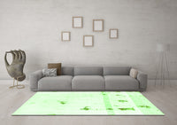 Machine Washable Abstract Green Modern Rug, wshabs2083grn