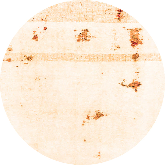 Round Machine Washable Abstract Orange Modern Area Rugs, wshabs2083org