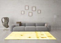 Machine Washable Abstract Yellow Modern Rug, wshabs2083yw