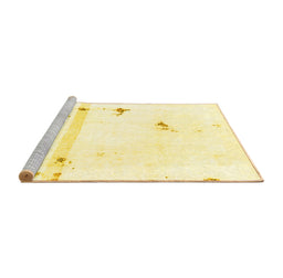 Sideview of Machine Washable Abstract Yellow Modern Rug, wshabs2083yw