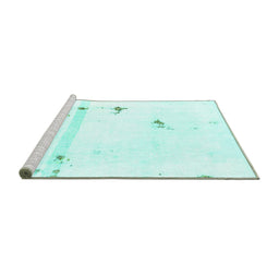 Sideview of Machine Washable Abstract Turquoise Modern Area Rugs, wshabs2083turq
