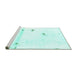 Sideview of Machine Washable Abstract Turquoise Modern Area Rugs, wshabs2083turq