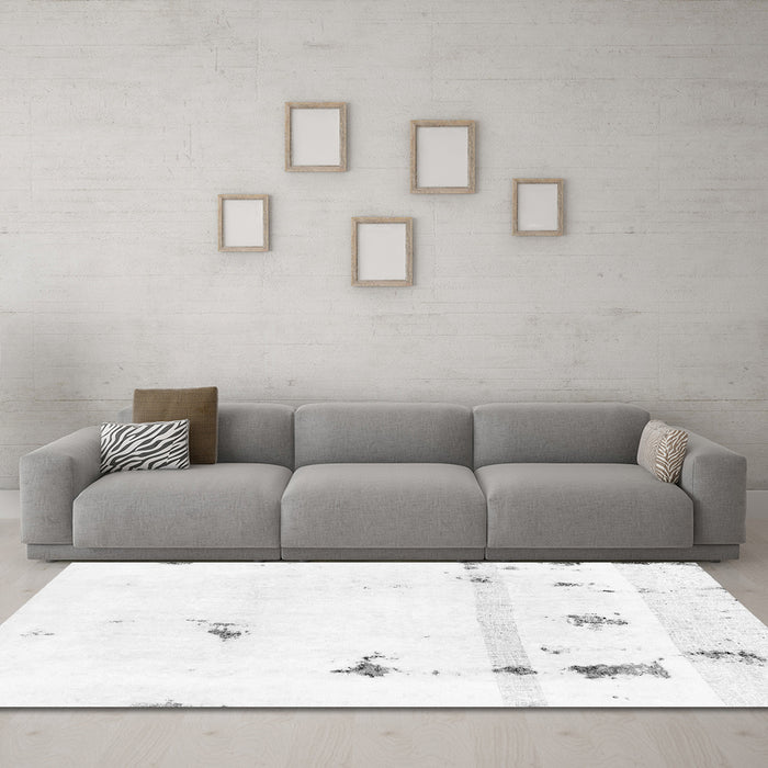 Machine Washable Abstract Gray Modern Rug in a Living Room,, wshabs2083gry