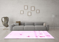 Machine Washable Abstract Pink Modern Rug, wshabs2083pnk