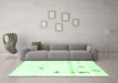 Machine Washable Abstract Emerald Green Modern Area Rugs in a Living Room,, wshabs2083emgrn