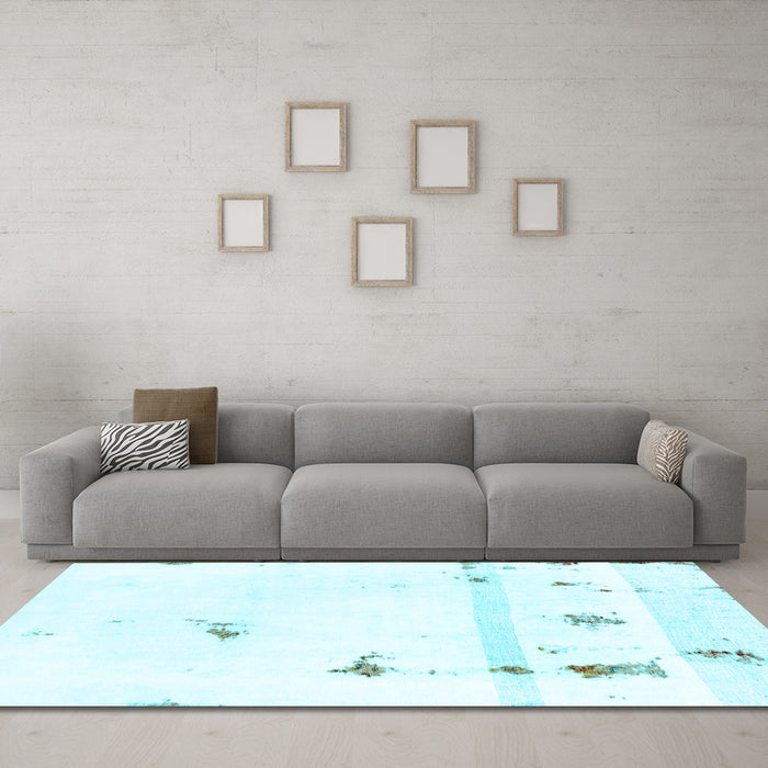 Machine Washable Abstract Light Blue Modern Rug in a Living Room, wshabs2083lblu