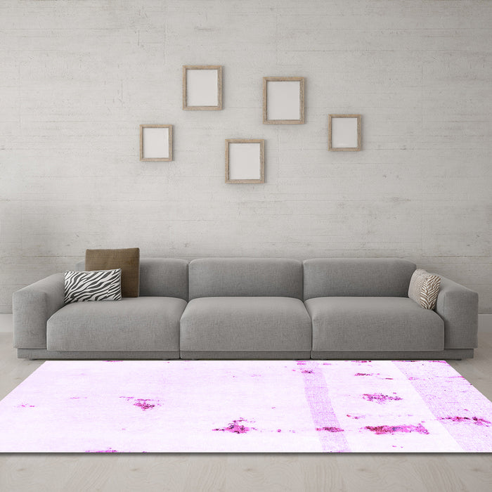 Machine Washable Abstract Purple Modern Area Rugs in a Living Room, wshabs2083pur