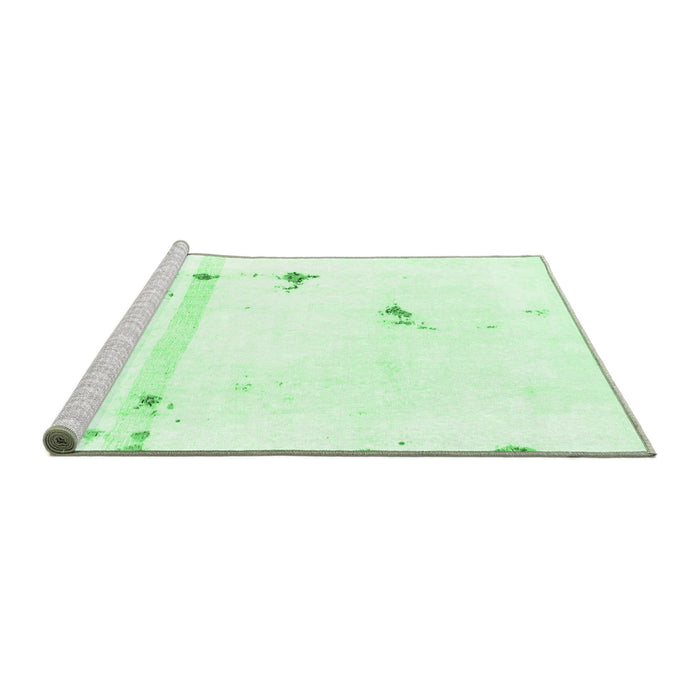 Sideview of Machine Washable Abstract Emerald Green Modern Area Rugs, wshabs2083emgrn