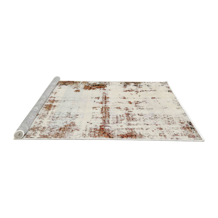 Sideview of Machine Washable Abstract Tan Brown Rug, wshabs2084
