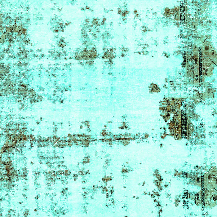Machine Washable Abstract Turquoise Modern Area Rugs, wshabs2084turq