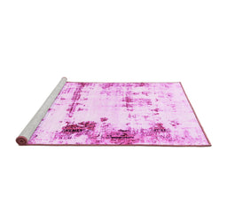 Sideview of Machine Washable Abstract Pink Modern Rug, wshabs2084pnk