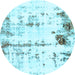 Round Abstract Light Blue Modern Rug, abs2084lblu