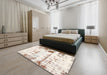 Abstract Tan Brown Modern Rug in a Bedroom, abs2084