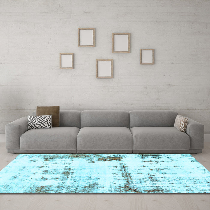 Machine Washable Abstract Light Blue Modern Rug in a Living Room, wshabs2084lblu