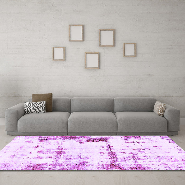 Machine Washable Abstract Purple Modern Area Rugs in a Living Room, wshabs2084pur