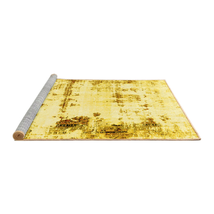 Sideview of Machine Washable Abstract Yellow Modern Rug, wshabs2084yw