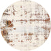 Round Abstract Tan Brown Modern Rug, abs2084