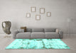 Machine Washable Abstract Turquoise Modern Area Rugs in a Living Room,, wshabs2084turq