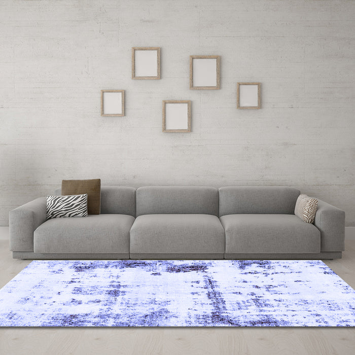 Machine Washable Abstract Blue Modern Rug in a Living Room, wshabs2084blu