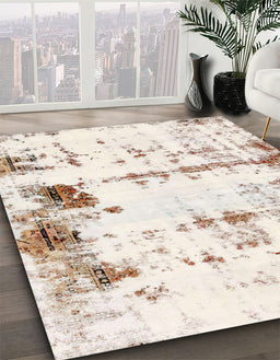 Machine Washable Abstract Tan Brown Rug in a Family Room, wshabs2084