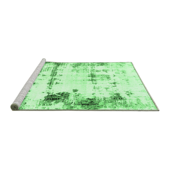 Sideview of Machine Washable Abstract Emerald Green Modern Area Rugs, wshabs2084emgrn