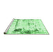 Sideview of Machine Washable Abstract Emerald Green Modern Area Rugs, wshabs2084emgrn