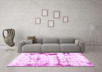 Machine Washable Abstract Pink Modern Rug, wshabs2084pnk