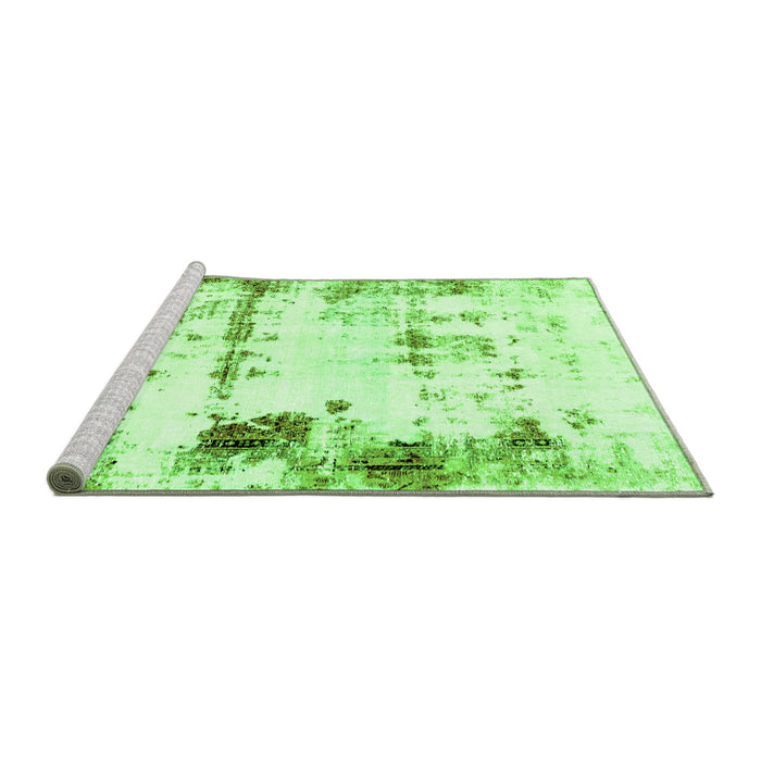 Sideview of Machine Washable Abstract Green Modern Area Rugs, wshabs2084grn