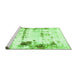 Sideview of Machine Washable Abstract Green Modern Area Rugs, wshabs2084grn