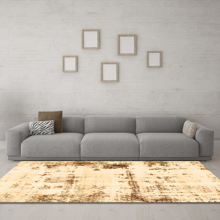 Machine Washable Abstract Brown Modern Rug in a Living Room,, wshabs2084brn