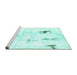 Sideview of Machine Washable Abstract Turquoise Modern Area Rugs, wshabs2085turq