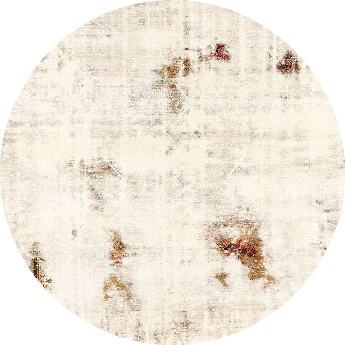 Round Machine Washable Abstract Whip Beige Rug, wshabs2085
