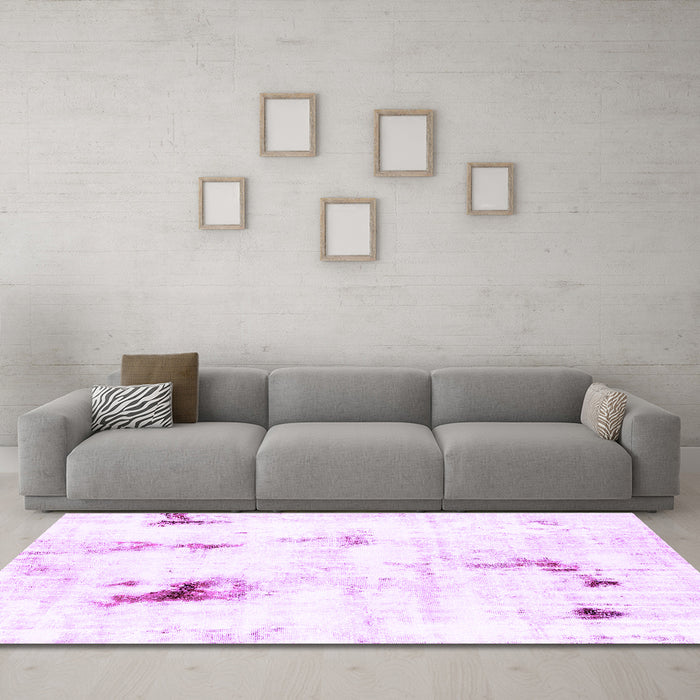 Machine Washable Abstract Purple Modern Area Rugs in a Living Room, wshabs2085pur