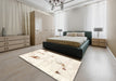 Abstract Whip Beige Modern Rug in a Bedroom, abs2085