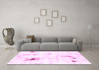 Machine Washable Abstract Pink Modern Rug, wshabs2085pnk