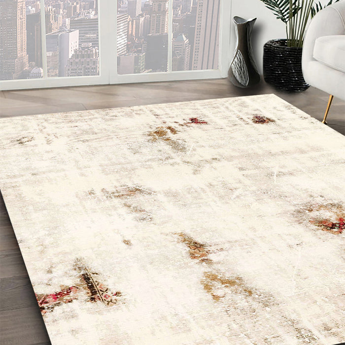 Abstract Whip Beige Modern Rug in Family Room, abs2085