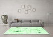 Machine Washable Abstract Emerald Green Modern Area Rugs in a Living Room,, wshabs2085emgrn