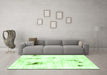 Machine Washable Abstract Green Modern Area Rugs in a Living Room,, wshabs2085grn